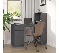 FUDUGEHMIOFWFJJ Scrivania Grigia in Legno Massello di Pino 110x53x117 cm - Scrivania da Ufficio Moderna con Ampio Spazio Portaoggetti, Design Minimalista per Casa e Ufficio, Facile Montaggio