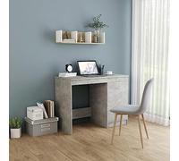 FUDUGEHMIOFWFJJ Scrivania Grigio Cemento 100x50x76 cm Modern Office Desk with Storage Cabinet, Durable Multilayer Wood Study Table for Home & Workspace, Easy to Clean Writing Desk