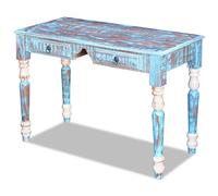 FUDUGEHMIOFWFJJ Scrivania in Legno Massello Anticato Vintage Handmade Desk with 2 Drawers, Solid Reclaimed Wood Writing Table for Home Office, Study, Living Room, Unique Rustic Design