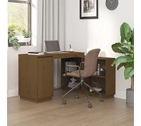 FUDUGEHMIOFWFJJ Scrivania in Legno Massello di Pino 110x50x75 cm, Scrivania da Ufficio Moderna con Ampio Spazio Portaoggetti, Design Minimalista per Casa e Ufficio, Colore Ambra Marrone