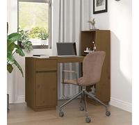 FUDUGEHMIOFWFJJ Scrivania in Legno Massello di Pino 110x53x117 cm, Scrivania da Ufficio Moderna con Ampio Spazio Portaoggetti, Design Minimalista per Casa e Ufficio, Colore Ambra