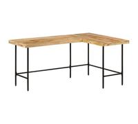 FUDUGEHMIOFWFJJ Scrivania L-Shaped 165x110x77 cm in Solid Mango Wood with Iron Legs, Rustic Home Office Desk, Spacious Computer Desk for Study & Work, Sturdy Writing Table with Unique Wood Grain