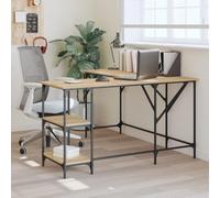 FUDUGEHMIOFWFJJ Scrivania L-Shaped Office Desk 139x139x75cm in Multilayer Wood, Computer Desk with Adjustable Feet and Metal Frame, Spacious Storage for Home Office, Study, Sonoma Oak Color