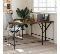 FUDUGEHMIOFWFJJ Scrivania L-Shaped Office Desk 149x149x75cm in Multilayer Wood, Modern Fumed Oak Computer Table with Adjustable Feet, Spacious Workstation for Home Office and Study Room