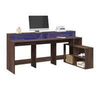 FUDUGEHMIOFWFJJ Scrivania LED Gaming Desk 200x104x91 cm in Brown Oak Truciolato with RGB Lights, Large Storage Space, Sturdy Structure for Home Office and Gaming Setup