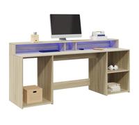 FUDUGEHMIOFWFJJ Scrivania LED Gaming Desk 200x55x91cm in Rovere Sonoma with RGB Lights, Sturdy Truciolato Wood, Spacious Storage for Home Office & Gaming Setup, Easy Assembly