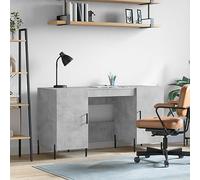 FUDUGEHMIOFWFJJ Scrivania Moderna Grigio Cemento 140x50x75 cm con 4 Ante, da Ufficio in Legno Multistrato Resistente, Scrivania per Studio/Camera con Design Industriale e Ampio Spazio