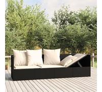 FUDUGEHMIOFWFJJ sedie da giardino sedie da esterno sedute per esterni tavolo da giardino con Lettino Prendisole da Esterno con Cuscini Nero in PolyrattanAdatto per giardini e cortili