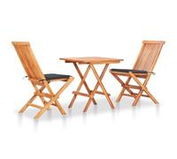 FUDUGEHMIOFWFJJ Set da Bistrot 3 pz con Cuscini Antracite in Massello di Teaktavolo e sedie da giardino salotto da giardino giardino arredo esternoSuitable for gardens, courtyards