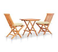FUDUGEHMIOFWFJJ Set da Bistrot 3 pz con Cuscini Crema in Legno Massello di Teaktavolo e sedie da giardino salotto da giardino giardino arredo esternoSuitable for gardens, courtyards