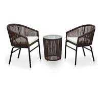 FUDUGEHMIOFWFJJ Set da Bistrot 3 pz con Cuscini in Polyrattan Marrone salotto da giardino tavolo e sedie da giardino giardino arredo esternoSuitable for gardens, courtyards