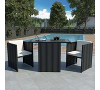 FUDUGEHMIOFWFJJ Set da Bistrot 3 pz con Cuscini in Polyrattan Nerotavolo e sedie da giardino salotto da giardino giardino arredo esternoSuitable for gardens, courtyards