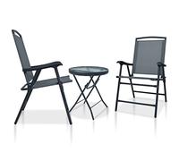 FUDUGEHMIOFWFJJ Set da Bistrot 3 pz Grigio in Acciaiogiardino arredo esterno tavolo e sedie da giardino salotto da giardino Suitable for gardens, courtyards