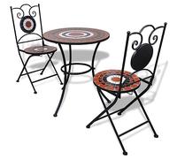 FUDUGEHMIOFWFJJ Set da Bistrot 3 pz Piastrelle di Ceramica Terracotta e Biancosalotto da giardino giardino arredo esterno tavolo e sedie da giardino Suitable for gardens, courtyards
