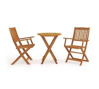 FUDUGEHMIOFWFJJ Set da Bistrot 3 pz Pieghevole in Legno Massello di Acacia giardino arredo esterno tavolo e sedie da giardino salotto da giardinoSuitable for gardens, courtyards