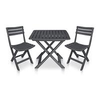 FUDUGEHMIOFWFJJ Set da Bistrot 3 pz Pieghevole in Plastica Antracitegiardino arredo esterno salotto da giardino tavolo e sedie da giardinoSuitable for gardens, courtyards