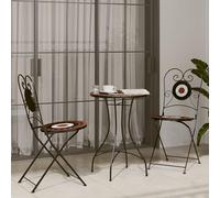 FUDUGEHMIOFWFJJ Set da Bistrot con Mosaico Terracotta e Bianco Ferro e Ceramicatavolo e sedie da giardino salotto da giardino giardino arredo esterno Suitable for gardens, courtyards