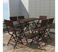 FUDUGEHMIOFWFJJ Set da Giardino 7 pz Pieghevole in Acciaio e Polyrattan Marronegiardino arredo esterno salotto da giardino tavolo e sedie da giardino Suitable for gardens, courtyards