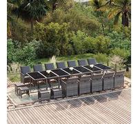 FUDUGEHMIOFWFJJ Set da Pranzo per Giardino 21pz con Cuscini Polyrattan Grigiogiardino arredo esterno tavolo e sedie da giardino salotto da giardino Suitable for gardens, courtyards