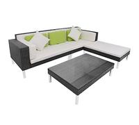 FUDUGEHMIOFWFJJ Set Divani da Giardino 4 pz con Cuscini in Polyrattan Nerogiardino arredo esterno tavolo e sedie da giardino salotto da giardino Suitable for gardens, courtyards