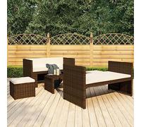FUDUGEHMIOFWFJJ Set Divani da Giardino 5 pz con Cuscini in Polyrattan Marronegiardino arredo esterno tavolo e sedie da giardino salotto da giardino Suitable for gardens, courtyards