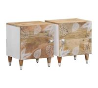 FUDUGEHMIOFWFJJ Solid Mango Wood Nightstands Set of 2 with Drawer, 40x33.5x46 cm Bedside Tables for Bedroom, Modern End Tables with Storage for Living Room