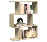 FUDUGEHMIOFWFJJ Sonoma 3 Shelf Room Divider Bookcase 70x24x97 cm in Particle Board - Modern Geometric Design, Spacious Storage for Living Room Bedroom, Durable & Easy to Clean