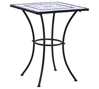 FUDUGEHMIOFWFJJ Tavolino da Bistrot 60 cm in Ceramica con Mosaico Blu e Bianco, Tavolo da Caffè per Balcone Giardino, Struttura in Ferro Verniciato, Facile da Montare e Pulire