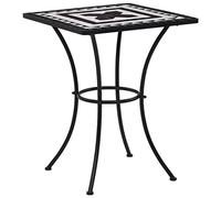FUDUGEHMIOFWFJJ Tavolino da Bistrot 60 cm in Ceramica with Black and White Mosaic Pattern, Powder Coated Iron Frame, Balcony Garden Coffee Table, Easy to Clean and Assemble