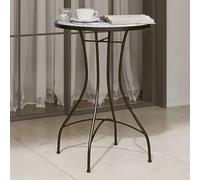 FUDUGEHMIOFWFJJ Tavolino da Bistrot Mosaic Ceramic Table Outdoor Indoor Blue White Ø50x70cm - Durable Powder Coated Iron Frame, Easy Clean Surface for Garden Patio Balcony Decor