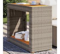 FUDUGEHMIOFWFJJ Tavolino da Giardino Grigio con Piano in Legno di Acacia 100x40x75 cm, Polyrattan Resistente e Acciaio Verniciato, Ideale per Giardino Patio Cortile, Facile da Pulire e Montare