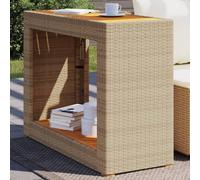 FUDUGEHMIOFWFJJ Tavolino da Giardino Moderno in Legno Beige e Polyrattan 100x40x75 cm, Tavolino Esterno Resistente con Piano in Acacia e Struttura in Acciaio, Ideale per Giardino Terrazza Patio