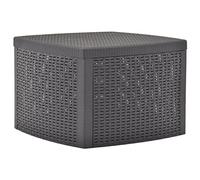 FUDUGEHMIOFWFJJ Tavolino da Giardino Moderno in Plastica 54x54x36,5 cm Colore Caffè, Resistente alle Intemperie con Vano Portaoggetti, Design in Rattan, Ideale per Esterno, Terrazzo e Balcone