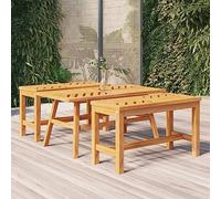 FUDUGEHMIOFWFJJ Tavolino in Legno Massello di Acacia 100x50x45 cm con Piano a Spina di Pesce, Tavolo da Giardino e Interni, Design Elegante e Struttura Resistente per Casa, Terrazza, Ristorante