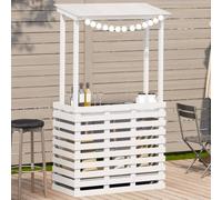 FUDUGEHMIOFWFJJ Tavolo Bar da Esterno con Tetto Bianco in Legno Massello di Pino 112,5x57x195,5 cm - Tavolo da Giardino con Ripiani e Ombreggiatura - Ideale per Terrazza e Cortile