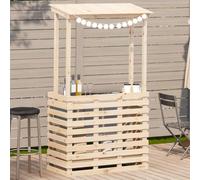 FUDUGEHMIOFWFJJ Tavolo Bar da Esterno con Tetto in Legno Massello di Pino 112,5x57x195,5cm per Giardino Terrazza con Ripiani e Ombreggiatura Ideale per Pranzi all'Aperto e Cene con Amici