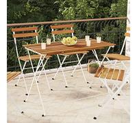 FUDUGEHMIOFWFJJ Tavolo Bistrò Pieghevole 100x54x71 cm per Esterni in Legno Massello di Acacia e Acciaio, da Giardino Pieghevole, Tavolo da Balcone Resistente Stabile, Design Moderno e Pratico