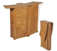 FUDUGEHMIOFWFJJ Tavolo da Bar Pieghevole in Teak Massello 155x53x105 cm per Giardino e Terrazza, con Ombrellone, Ripiani Rimovibili Portabottiglie, Design Elegante e Resistente alle Intemperie