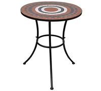 FUDUGEHMIOFWFJJ Tavolo da Bistrot 60 cm Round Mosaic Table for Garden & Balcony, Terracotta White Ceramic Top with Powder Coated Iron Frame, Easy to Assemble Clean, Coffee & Drinks