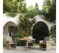 FUDUGEHMIOFWFJJ Tavolo da Giardino Beige 109x107x74 cm in Polyrattan e Acacia, Modern Outdoor Dining Table with PE Rattan & Acacia Wood Top, Weatherproof & Lightweight for Patio, Garden, Balcony