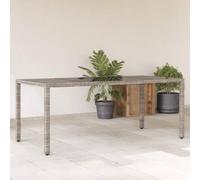 FUDUGEHMIOFWFJJ Tavolo da Giardino con Piano in Vetro Grigio 190x90x75cm, Polyrattan Resistente e Acciaio Verniciato, Moderno Tavolo da Esterno per Giardino Patio, Facile da Pulire e Durevole