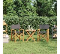 FUDUGEHMIOFWFJJ tavolo da giardino con sedie da esterno sedute per esterni sedie da giardinoSedie da Regista Pieghevoli 2 pz Grigio Legno Massello di TeakAdatto per giardini e cortili