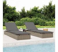 FUDUGEHMIOFWFJJ tavolo da giardino con sedute per esterni sedie da esterno sedie da giardinoLettini Prendisole 2pz con Tavolino Grigio in PolyrattanAdatto per giardini e cortili