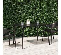 FUDUGEHMIOFWFJJ Tavolo da Giardino in Acciaio Antracite 110x80x71 cm con Design a Doghe, Tavolo da Esterno Resistente per Patio e Giardino, Piano d'Appoggio Spazioso e Struttura Stabile