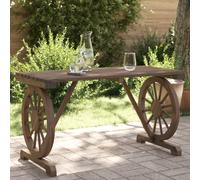 FUDUGEHMIOFWFJJ Tavolo da Giardino in Legno Massello di Abete 115x55x65 cm, Rustico Tavolo da Esterno per Patio Giardino Terrazza, Design Ruota di Carro, Durevole e Resistente all'Umidità