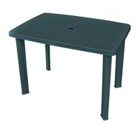 FUDUGEHMIOFWFJJ Tavolo da Giardino in Plastica Verde 101x68x72 cm, Resistente agli Agenti Atmosferici, Leggero e Facile da Pulire, con Foro per Ombrellone, Ideale per Esterni, Terrazza, Campeggio