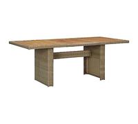 FUDUGEHMIOFWFJJ Tavolo da Giardino in Polyrattan Marrone 200x100x74 cm con Piano in Legno Acacia, Resistente alle Intemperie, Ideale per Esterni, Giardino, Terrazza o Patio, Facile da Spostare