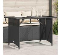 FUDUGEHMIOFWFJJ Tavolo da Giardino Moderno con Piano in Vetro Nero 110x68x70 cm, Polyrattan Resistente, Struttura in Acciaio, Per Terrazza, Balcone, Giardino, Arredo Esterno Elegante e Durevole