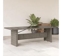 FUDUGEHMIOFWFJJ Tavolo da Giardino Moderno con Piano in Vetro Temperato Grigio 240x90x75cm, Polyrattan Resistente UV, Struttura in Acciaio per Esterni, Ideale per Giardino e Patio