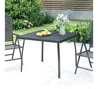 FUDUGEHMIOFWFJJ Tavolo da Giardino Moderno in Acciaio Antracite 100x100 cm con Design a Rete, Resistente alle Intemperie, Ideale per Patio, Terrazza o Giardino, Facile da Pulire